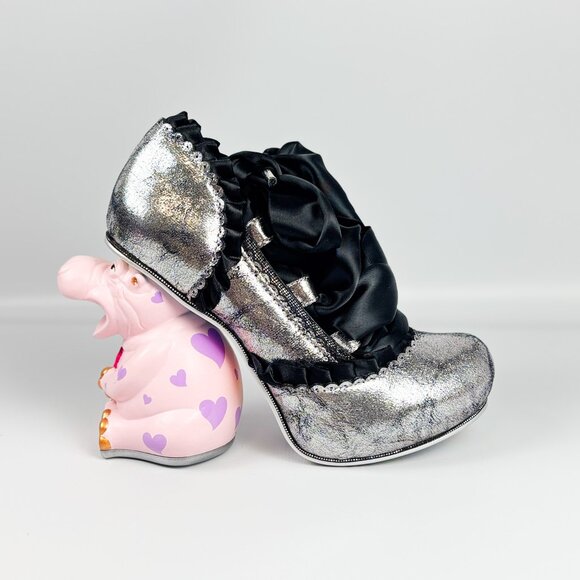 Irregular Choice Happy Hippo Silver/Black Character Heels – Size 39 - Picture 1 of 7